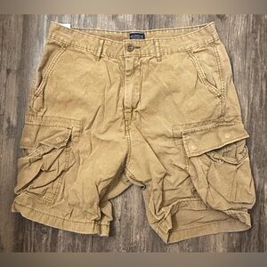 Levis Cargo Shorts Mens Size 34 Tan Snap Pockets  Ripstop Fabric 9" Inseam